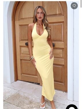WHITEFOX We All Want More Halter Neck Maxi Dress Lemon